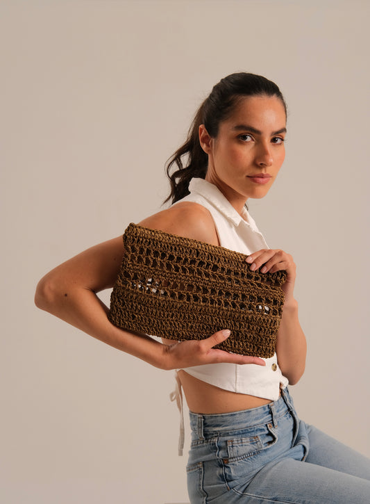 Kalea Clutch in Brown